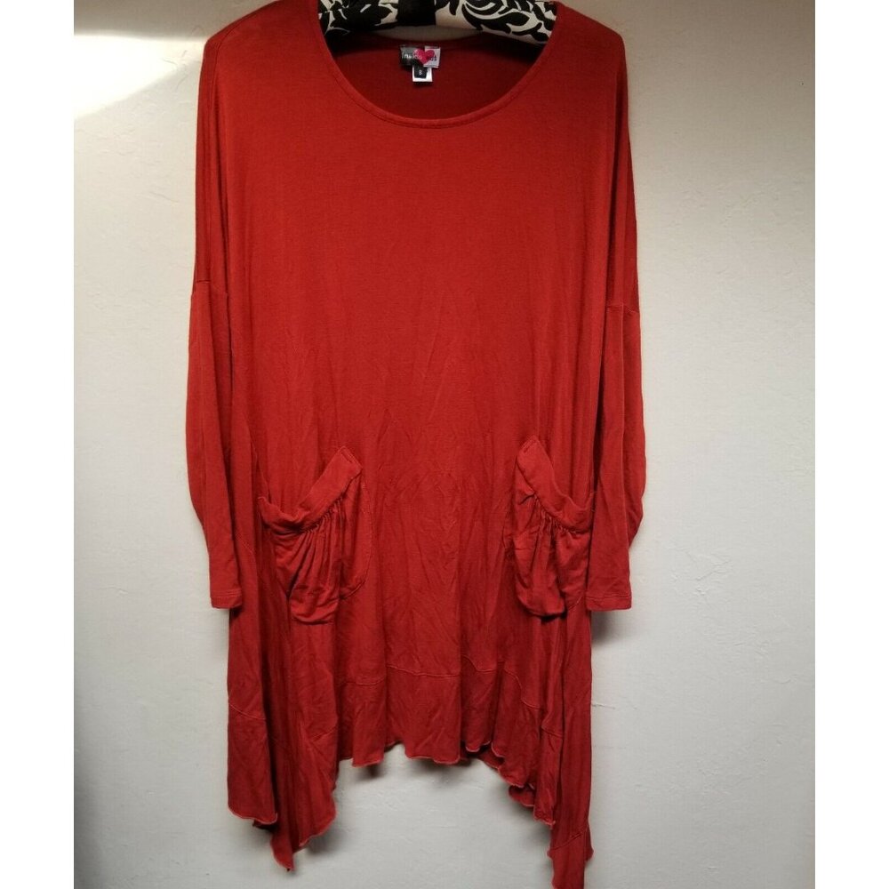 Inside Out Women's Size Small Burnt Orange Long Sleeve Tunic Top with Pockets